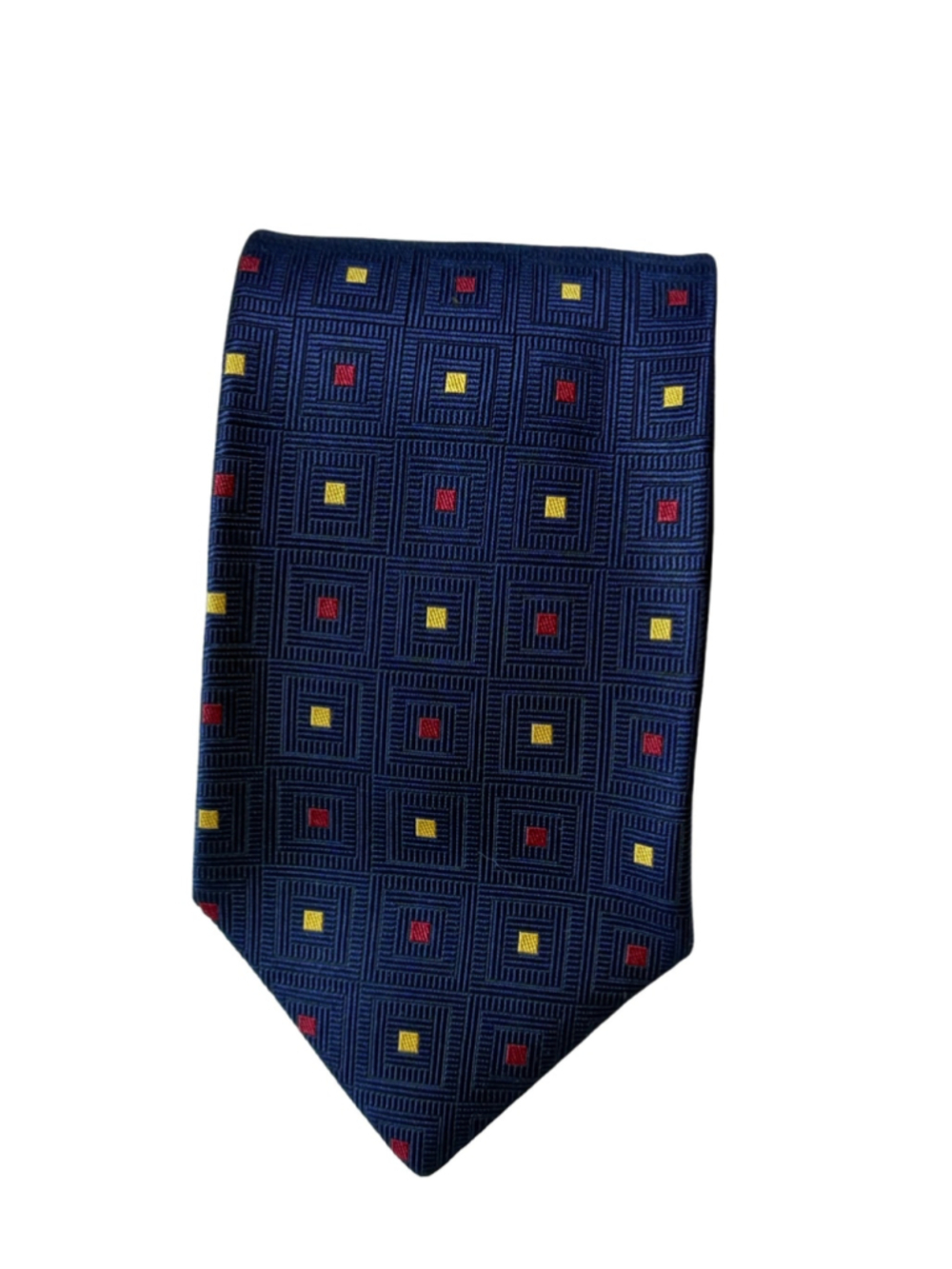 Vintage Brooks Brothers Silk Tie Navy Geometric Woven England Made USA